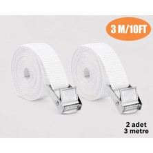 Odea Beyaz Bağlama Kayışı 3 Metre, Metal Tokalı, 2 Adet