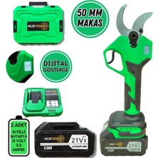Odea Akülü Budama Makası, 50 mm Kesim Kapasitesi, Şarj Edilebilir, Bahçe Budama Aleti (Yeşil)