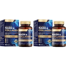 Odea Nadh & Collagen | Tip I-Iıı Kolajen + Nadh + Hyaluronik Asit | Cilt, Saç, Tırnak ve Enerji Desteği | 60 Tablet (2 Paketi)