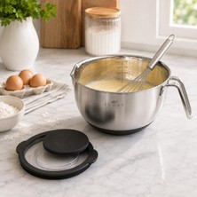 Odea Ivory Paslanmaz Çelik Karıştırma Kasesi, Kapaklı ve Saplı, 2.5 Qt
