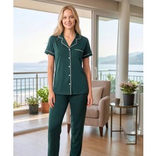 Noyalux Gömlek Yaka Kırmızı Pijama Takımı