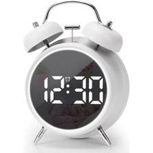 Odea Çift Çanlı Dijital Alarm Saati – 70DB Yüksek Sesli, LED Ekranlı, Sıcaklık ve Tarih Gösterimli, Sessiz Çalışma, Gece Işıklı, Sesle Kontrol, Retro & Modern Tasarım | HL-8891A - Beyaz