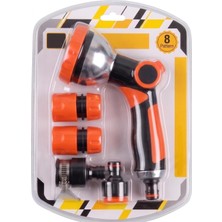 Gy Atelier 8 Aşamalı Ayarlanabilir Kademeli Bahçe Sulama Tabanca Seti 5 Parça - Ergonomik Yüksek Basınçlı Oto Yıkama ve Çim Sulama Başlığı (Turuncu)