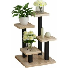 Odea Ahşap Çiçek Standı Metal Çiçeklik Raflı Çiçek Standı