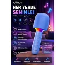 Odea Vothoon Çocuk ve Yetişkin Karaoke Mikrofonu Kablosuz Rgb Ambiyans Işığı Ses Değiştirme Modlu Hoparlör Mavi