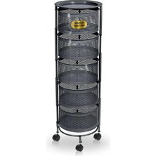 Gy Atelier 5 Katlı Açılır Kapanır Paslanmaz Metal Sebzelik Yükseklik 94 cm -(Antrasit)