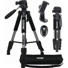Gy Atelier Zomei Q111 Kamera Tripodu Cep Telefonu Tutuculu + Uzaktan Kumanda, Alüminyum Alaşım Hafif Kamera Ayaklı Tripod 3 Yönlü Döner Başlık Hızlı Değiştirme Plakası ve Çanta 47 – 140 cm Gri Renk