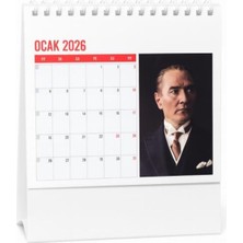 Gy Atelier 2026 Masa Takvimi, Atatürk Temalı, Üçgen Format, Spiral Ciltli