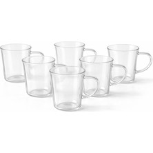Odea 6'li Cam Bardak Seti – 170 ml Kulplu Şeffaf Cam Kupa, Çay Kahve ve Bitki Çayı Bardakları, Bulaşık Makinesinde Yıkanabilir