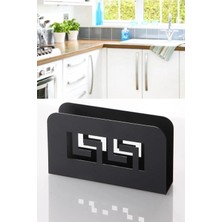 Odea Lüx Dekoratif Kare Metal Peçetelik Siyah Peçete Tutucu