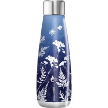 Gy Atelier Picnik – Paslanmaz Çelik Termos – Sızdırmaz Şişe – Çift Cidarlı – Uzun Soğuk ve Sıcak Tutma Fonksiyonu – Dekorasyon Cyanotype, 500 ml