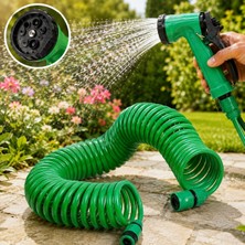 Gy Atelier 15 Metre Spiralli Bahçe Hortumu Seti Çok Fonksiyonlu Sulama Tabancalı