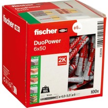Odea Duopower 6 x 50, Evrensel Dübel, Güçlü 2 Bileşenli Dübel, Beton, Tuğla, Taş, Alçı Karton Vb. Yerlere Sabitlemek Için Plastik Dübel, Vidasız, 100 Adet