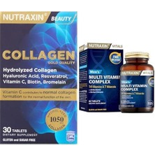 Odea Nutraxin Beauty Gold Collagen C Vitamini, Hyalüronik Asit, Kolajen Takviye Edici Gıda (1 x 30 Kapsül) ve Nutraxin Men's Multi Vitamin Complex 60 Tablet Takviye Edici Gıda