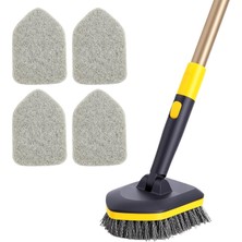Gy Atelier Küvet Fayans Fırçası 2'si 1 Arada Temizleme Fırçası 147,8 cm Ayarlanabilir Teleskopik Direk Sert Kıllar Temizleme Pedleri Banyo Mutfak Tuvalet Duvar Küvet Fayans Lavabo Çizilmez