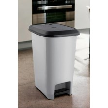 Gy Atelier Slim Pedallı Çöp Kovası 60 Litre & Büyük Boy Pedallı Çöp Kovası Gri Metalik Gri