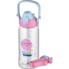 Odea 730ML Tritan Tek Kapak Çift Kullanım Pipetli/pipetsiz Askı Aparatlı Tritan Çocuk Su Matarası Pembe