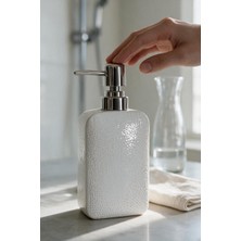 Gy Atelier Parlak Yüzey Porselen Sıvı Sabunluk Beyaz Gümüş Pompa 300ML