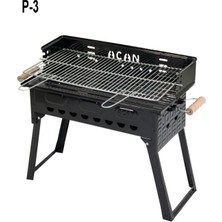 Odea Pervazlı Emaye Mangal P3 Battal Boy Kömürlü Barbekü Çift Izgara Katlanır Ayaklı 27X51CM