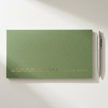 Odea Paperto. Tarihsiz Haftalık Planlayıcı, 29,7 × 15 Cm, 52 Sayfa, 110 gr Ivory Kağıt, Yeşil Kapak, Haftalık Plan Defteri, Kopar At Planlayıcı (Türkçe)