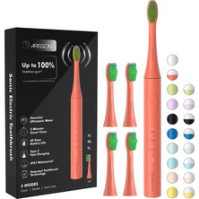 Gy Atelier Sonic Elektrikli Diş Fırçası, Yetişkinler ve Çocuklar Için, 4 Fırça Başlı, Tip C, Hızlı Şarj, 40.000 Vpm, 3 Mod, 2 Dakikalık Akıllı Zamanlayıcı, 45 G - Şeftali Turuncu