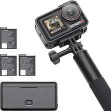 Odea Osmo Action 5 Pro Adventure Combo, 1/1,3 Inç Sensörlü Aksiyon Kamerası 4k, 3 Pilli 12 Saat Uzatılmış Pil Ömrü, Sabitleme, Çift OLED Dokunmatik Ekran, Seyahat Için Mini Aksiyon Kamerası, Vlog