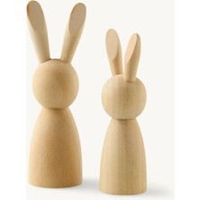 Gy Atelier El Yapımı Ahşap Tavşan Biblo 2'li Set 9-7 cm