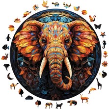 Odea Ahşap Puzzle Yetişkin - Renkli Fil - 252 Parça, 29 x 29 cm - Yapıştırıcı Folyo Dahil - Benzersiz Şekilli Parçalar & Özel Figürler - A1-07