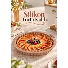 Porsima 30012-1 Silikon Turta ve Tart Kalıbı Xl 26 cm - Isıya Dayanıklı Yapışmaz Tırtıklı Kek Pişirme Kalıbı (Krem/vizon)