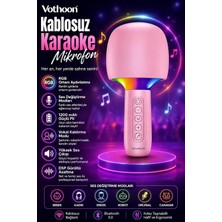 Odea Vothoon Çocuk ve Yetişkin Karaoke Mikrofonu Kablosuz Rgb Ambiyans Işığı Ses Değiştirme Modlu Hoparlör