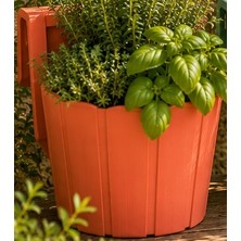 Popüler Sepet 3D Baskı Askılı Balkon Saksısı Dikey Çizgili Dekoratif Çiçek ve Aromatik Bitki Saksısı - Mercan