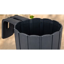 Popüler Sepet 3D Baskı Askılı Balkon Saksısı Dikey Çizgili Dekoratif Çiçek ve Aromatik Bitki Saksısı - Antrasit