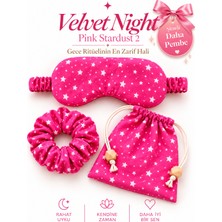 Magicpink Velvetnight Pinky Stardust Mini Night Set %100PAMUK (Uyku Göz Bandı Toka ve Kese Set)