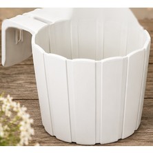 Popüler Sepet 3D Baskı Askılı Balkon Saksısı Dikey Çizgili Dekoratif Çiçek ve Aromatik Bitki Saksısı - Beyaz