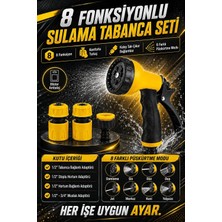 Zephoo 8 Fonksiyonlu Bahçe Sulama Tabancası Seti Ayarlanabilir Sprey Başlıklı Hortum Sulama Tabancası 4 Parça Bağlantı Adaptörlü Araç Yıkama ve Bahçe Sulama Için