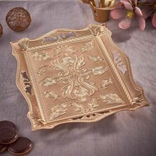 Fair Home Sunum Tepsisi Dekoratif Tepsi Otantik Metal Gold 38 x 23 cm – Kervan Model