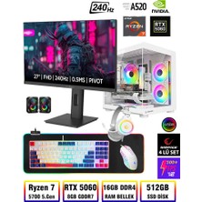 Zeiron Damage X40 Ryzen 7 5700 16GB Ram 512GB SSD RTX5060 8GB 27" 240Hz Oyuncu Masaüstü Bilgisayar