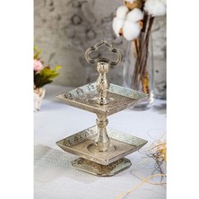 Fair Home Iki Katlı Kurabiyelik Kare Metal Gümüş 11 x 11 cm – Desire Model