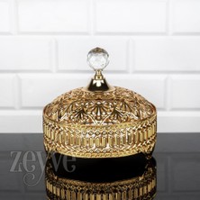 Fair Home Lokumluk Çerezlik Sunumluk Inci Desenli Aynalı Metal Gold