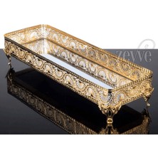 Fair Home Aynalı Tepsi Dekoratif Sunum Tepsisi Uzun Metal Gold 40 x 14 cm – Hünkar Model