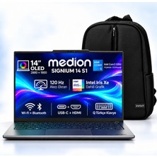 Medion Signium 14 S1 MD600032 S6 Intel Core 5 120U 32GB 1tb SSD 14" 120Hz OLED Windows 11 Pro Dizüstü Bilgisayar + Snertech Çanta