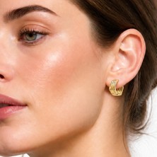 14 K Altın Görünümlü Xuping Geometik Şerit Küpe