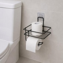 Mythriva Yapışkanlı Metal Tuvalet Kağıdı Tutucu | Raflı Banyo Tuvalet Kağıdı Askılığı