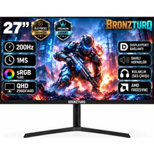BRONZTURQ 27" 200Hz 1 Ms (Dp + Hdmı) Qhd 2560X1440 Pivot Monitör BTQ270QHD200-AA