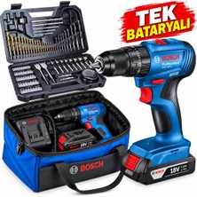 Bosch Gsb 185-LI 18V Kömürsüz Darbeli Şarjlı Matkap Tek Bataryalı 2.0 Ah + Şarj Cihazlı + Bosch 103 Parça Uç ve Aksesuar Setli Çantalı