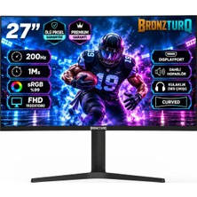 BRONZTURQ 27" 200Hz 1 Ms (DP + HDMI + USB) Fhd Kavisli Pivot Monitör  BTQ270FHD-AA