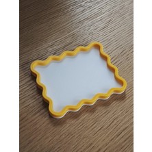 Popüler Sepet 3D Baskı Dalgalı Kenarlı Iki Renkli Mini Tepsi Masaüstü Organizer Takı ve Anahtar Tepsisi 15 cm - Sarı Beyaz