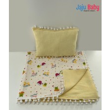 Odea Tr Müslin Bebek Battaniye ve Yastık Set, 100X100 Cm, Sarı