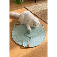Reyo Pet El Yapımı Oyuncaklı Kedi Tırmalama Matı %100 Pamuk Ipli Çağla Yeşili