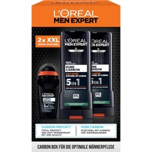 Odea Tr L'oréal Men Expert Erkekler Için Bakım Seti, Xxl 5'i 1 Arada Duş Jeli ve Deodorant Rulosu, Erkekler Için Hediye, Bodywash ve Karbonlu Deodorant, Saf Karbon, 2 x 400 Ml, 1 x 50 ml
